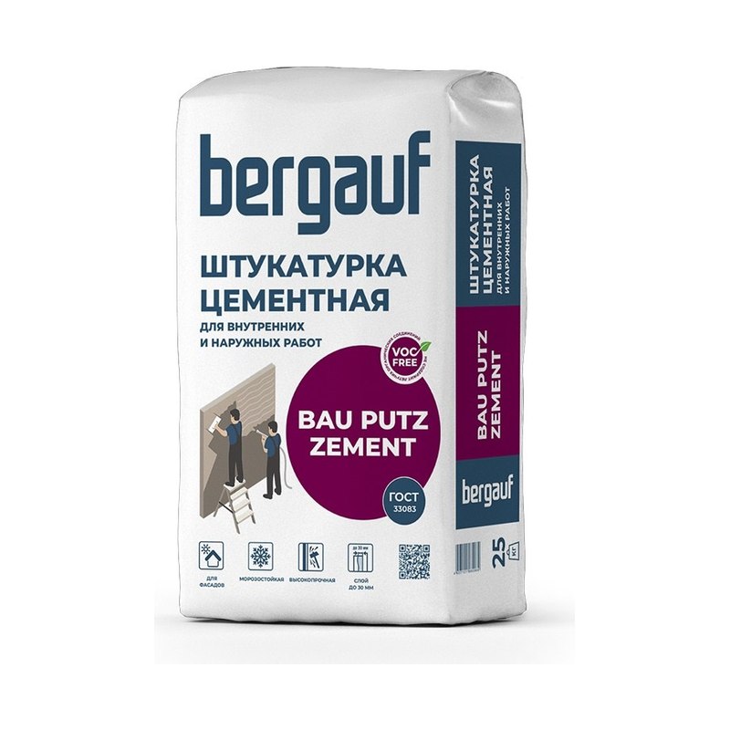 Бергауф Штукатурка цементная Бау путц Цемент 25 кг