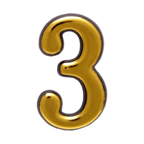 Цифра дверная "3" золото Аллюр