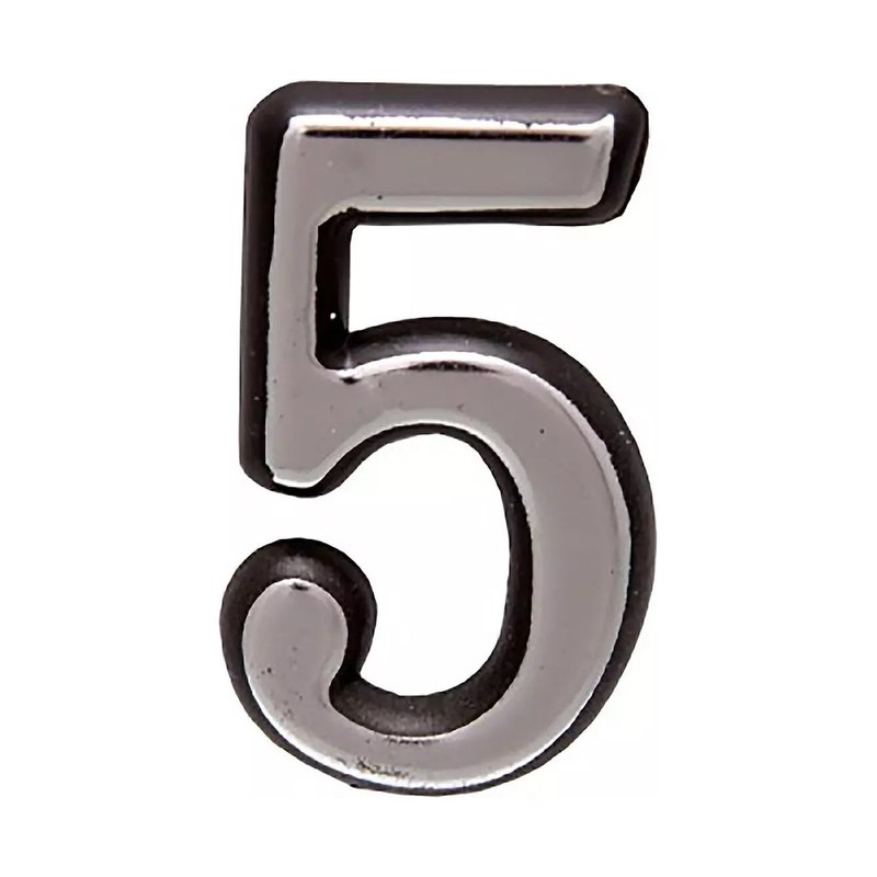 Цифра дверная "5" хром Аллюр