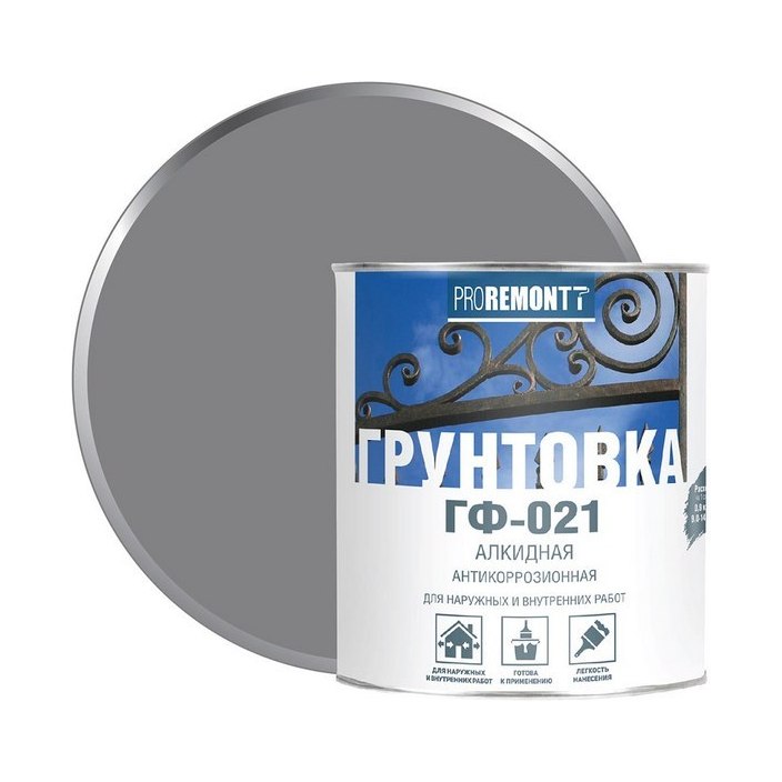 Грунтовка ГФ-021 серая 0,9 кг Проремонт