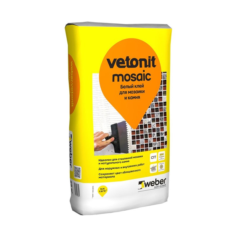 Клей плиточный для мозаики и камня Vetonit Мозаик белый 25кг