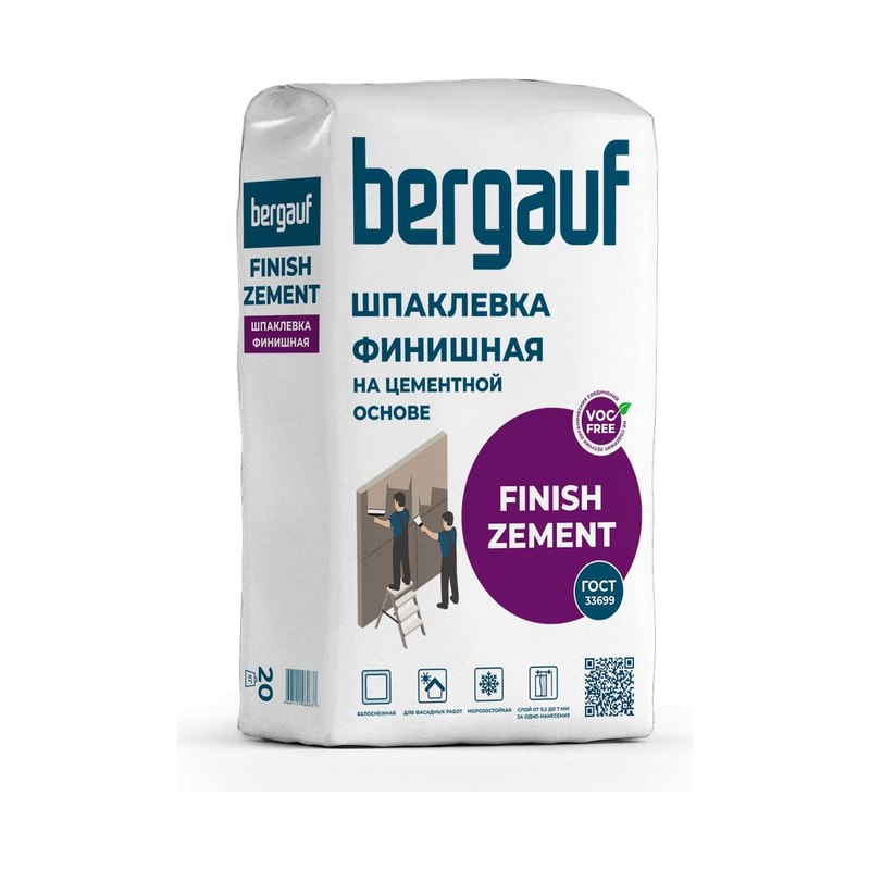 Шпаклевка цементная белая Бергауф Финиш 20кг