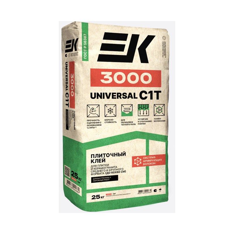 Клей ЕК 3000 для внутренних наружных работ 25кг