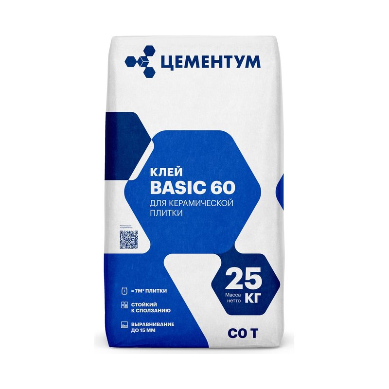 Клей для керамической плитки BASIC 60 25кг