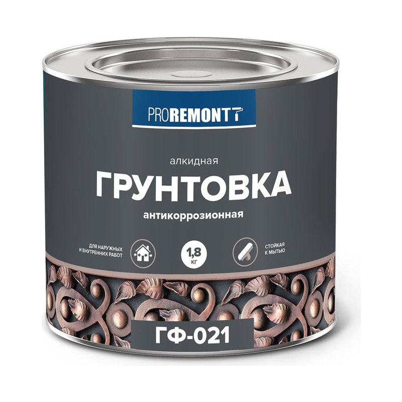 Грунтовка ГФ-021 ПРОРЕМОНТ красно-коричневая (1,8кг)