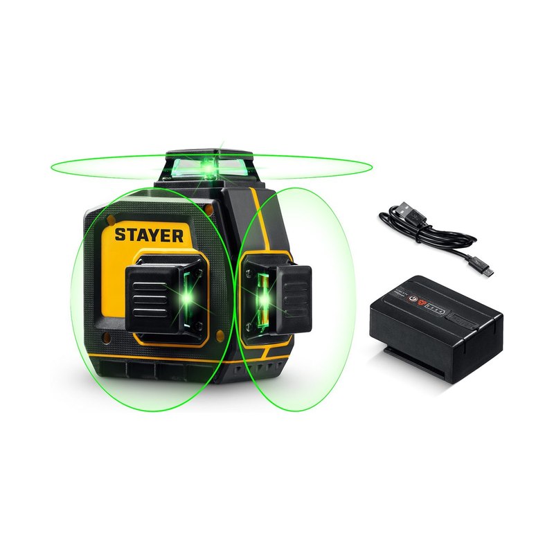 Лазерный нивелир 50м Stayer SL-3D зелёный 34963